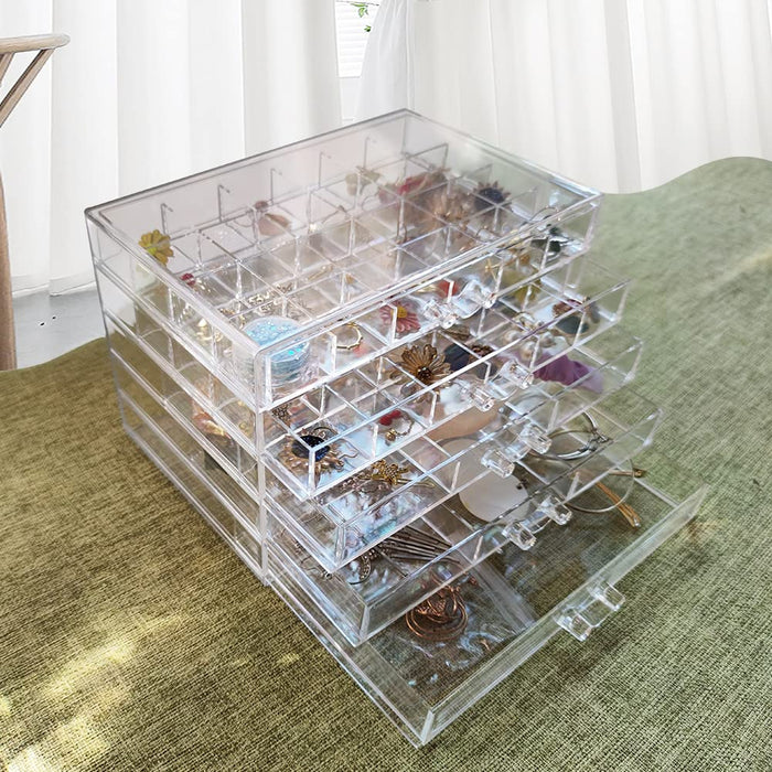 MIOINEY Acrylic Jewelry Box With 5 Drawers Earring Storage Box